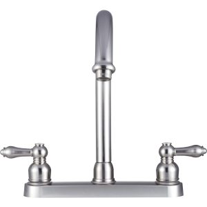 Dura Faucet Faucet, Used for Kitchen, Single Piece 8 Inch Deck Mount, 11-1/2 Inch Hi-Rise Spout, 2 Teapot Designer Handle – DF-PK340L-SN