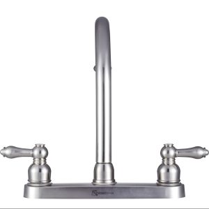 Dura Faucet Faucet, Used for Kitchen, Single Piece 8 Inch Deck Mount, 11-1/2 Inch Hi-Rise Spout, 2 Teapot Designer Handle – DF-PK340L-SN