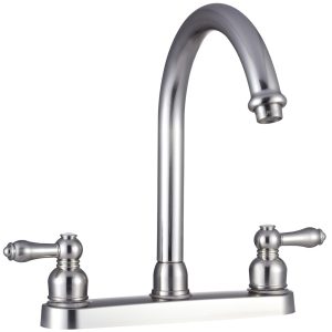 Dura Faucet Faucet, Used for Kitchen, Single Piece 8 Inch Deck Mount, 11-1/2 Inch Hi-Rise Spout, 2 Teapot Designer Handle – DF-PK340L-SN