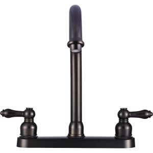 Dura Faucet Faucet, Used for Kitchen, Single Piece 8 Inch Deck Mount, 11-1/2 Inch Hi-Rise Spout, 2 Teapot Designer Handle – DF-PK340L-VB