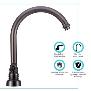 Dura Faucet Faucet, Used for Kitchen, Single Piece 8 Inch Deck Mount, 11-1/2 Inch Hi-Rise Spout, 2 Teapot Designer Handle – DF-PK340L-VB