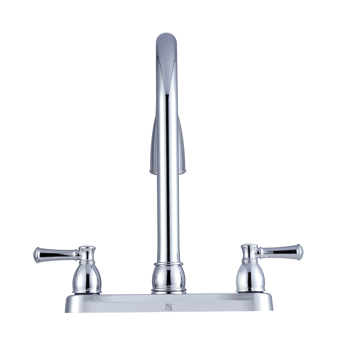 Dura Faucet Faucet, Used for Kitchen, Single Piece 8 Inch Deck Mount, 15 Inch Pull Down Spout, 2 Teapot Designer Handle – DF-PK350L-CP
