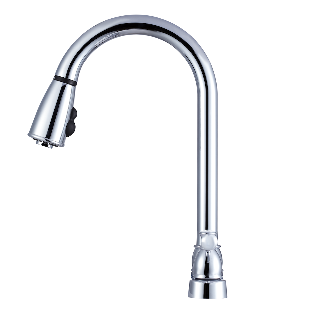 Dura Faucet Faucet, Used for Kitchen, Single Piece 8 Inch Deck Mount, 15 Inch Pull Down Spout, 2 Teapot Designer Handle – DF-PK350L-CP