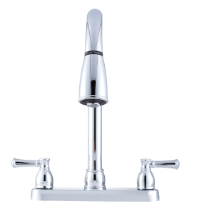 Dura Faucet Faucet, Used for Kitchen, Single Piece 8 Inch Deck Mount, 15 Inch Pull Down Spout, 2 Teapot Designer Handle – DF-PK350L-CP