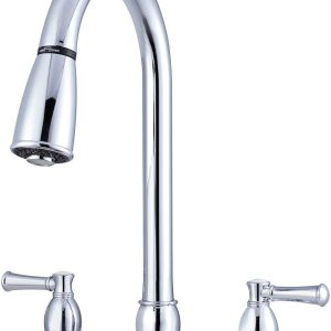 Dura Faucet Faucet, Used for Kitchen, Single Piece 8 Inch Deck Mount, 15 Inch Pull Down Spout, 2 Teapot Designer Handle – DF-PK350L-CP