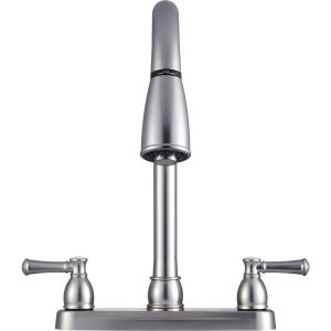 Dura Faucet Faucet, Used for Kitchen, Single Piece 8 Inch Deck Mount, 15 Inch Pull Down Spout, 2 Teapot Designer Handle – DF-PK350L-SN