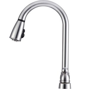 Dura Faucet Faucet, Used for Kitchen, Single Piece 8 Inch Deck Mount, 15 Inch Pull Down Spout, 2 Teapot Designer Handle – DF-PK350L-SN