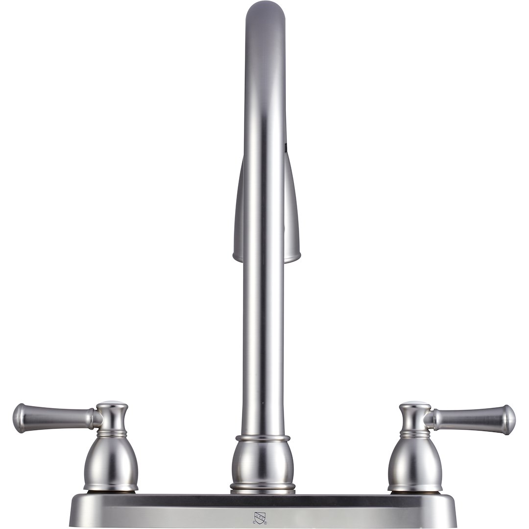 Dura Faucet Faucet, Used for Kitchen, Single Piece 8 Inch Deck Mount, 15 Inch Pull Down Spout, 2 Teapot Designer Handle – DF-PK350L-SN