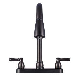 Dura Faucet Faucet, Used for Kitchen, Single Piece 8 Inch Deck Mount, 15 Inch Pull Down Spout, 2 Teapot Designer Handle – DF-PK350L-VB