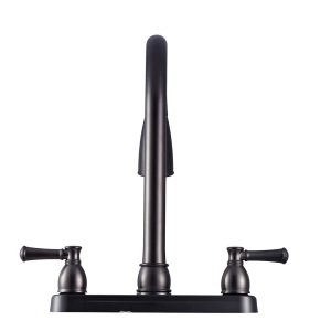 Dura Faucet Faucet, Used for Kitchen, Single Piece 8 Inch Deck Mount, 15 Inch Pull Down Spout, 2 Teapot Designer Handle – DF-PK350L-VB