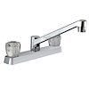 Dura Faucet Faucet, Used for Kitchen, Single Piece 8 Inch Deck Mount, 2 Clear Crystal Acrylic Knob Handle, Chrome Plated/ Plastic – DF-PK600A-CP