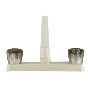 Dura Faucet Faucet, Used for Kitchen, Single Piece 8 Inch Deck Mount, 2 Smoked Acrylic Knob Handle, Bisque Parchment/ Plastic – DF-PK600S-BQ