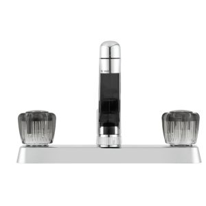 Dura Faucet Faucet, Used for Kitchen, Single Piece 8 Inch Deck Mount, 2 Smoked Acrylic Knob Handle, Chrome Plated/ Plastic – DF-PK600S-CP