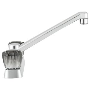 Dura Faucet Faucet, Used for Kitchen, Single Piece 8 Inch Deck Mount, 2 Smoked Acrylic Knob Handle, Chrome Plated/ Plastic – DF-PK600S-CP