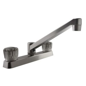 Dura Faucet Faucet, Used for Kitchen, Single Piece 8 Inch Deck Mount, 2 Smoked Acrylic Knob Handle – DF-PK600S-SN