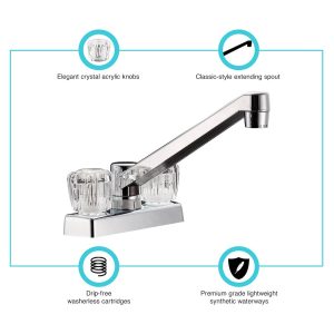 Dura Faucet Faucet, Used for Kitchen/ Bar, 4 Inch, 8 Inch Spout, 2 Clear Acrylic Knob Handle, Chrome Plated, 1-5/8 Inch Mounting Hole – DF-PK640A-CP