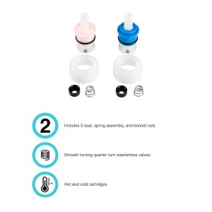 Dura Faucet Faucet Stem and Bonnet, Replacement Cartridge for Dura Faucet Plastic Plated Lever Handles, Hot Supply and Cold Supply – DF-RK200