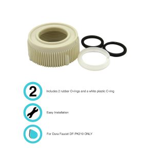 Dura Faucet Faucet Spout Nut, Replacement for Dura Faucet Part Number DF-PK210 Hi-Rise Faucets, Tubular Style, Bisque Parchment – DF-RK510-BQ
