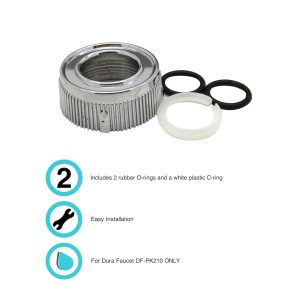 Dura Faucet Faucet Spout Nut, Replacement for Dura Faucet Part Number DF-PK210 Hi-Rise Faucets, Tubular Style, Polished Chrome Plated – DF-RK510-CP