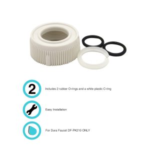 Dura Faucet Faucet Spout Nut, Replacement for Dura Faucet Part Number DF-PK210 Hi-Rise Faucets, Tubular Style, White – DF-RK510-WT