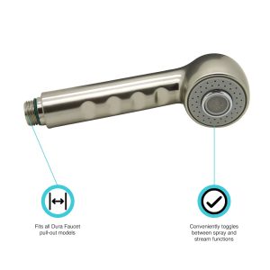 Dura Faucet Faucet Sprayer, Faucet Head Type, Brushed Satin Nickel Plated, Plastic, With Toggle Switch – DF-RK800-SN