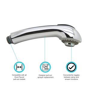 Dura Faucet Faucet Sprayer, Faucet Head Type, Polished Chrome Plated, With Toggle Switch – DF-RK850-CP