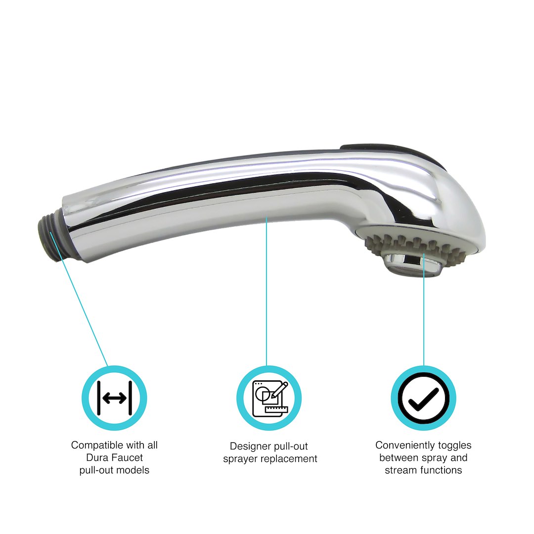 Dura Faucet Faucet Sprayer, Faucet Head Type, Polished Chrome Plated, With Toggle Switch – DF-RK850-CP