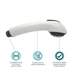 Dura Faucet Faucet Sprayer, Faucet Head Type, White, With Toggle Switch – DF-RK850-WT