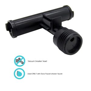 Dura Faucet Shower Head Diverter, Replacement Diverter Valve, Straight Tee, Black, With Vacuum Breaker Head – DF-RK900-BK