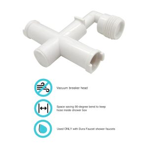 Dura Faucet Shower Head Diverter, Replacement Exterior Diverter Valve, 90 Degree Tee, White – DF-RK910-WT