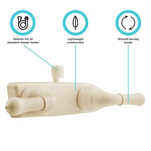 Dura Faucet Shower Control Valve, Classical Series, 2 Valve, Single Piece Wall Mount, Washerless Cartridge Valve – DF-SA100C-BQ