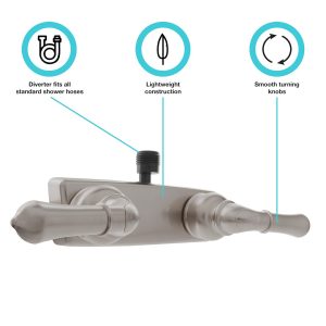 Dura Faucet Shower Control Valve, Classical Series, 2 Valve, Single Piece Wall Mount, Washerless Cartridge Valve – DF-SA100C-SN