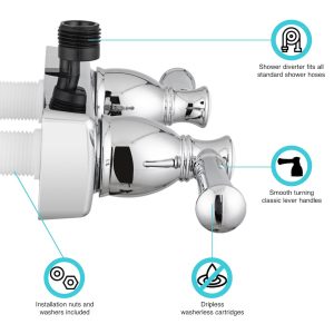 Dura Faucet Shower Control Valve, 2 Valve, Single Piece Wall Mount, Washerless Cartridge Valve, 4 Inch Center Distance – DF-SA100L-CP