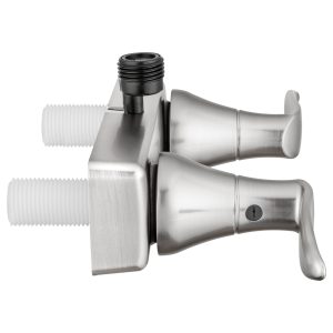Dura Faucet Faucet, Used for Shower, 2 Valve, Single Piece Wall Mount, Washerless Cartridge Valve, 4 Inch Center Distance – DF-SA100LH-SN