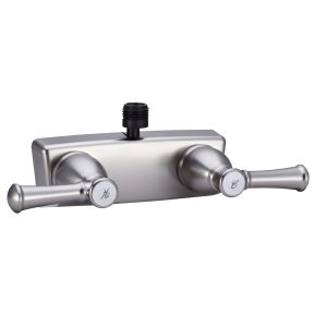 Dura Faucet Shower Control Valve, Designer Series, 2 Valve, Single Piece Wall Mount, Washerless Cartridge Valve, 4 Inch Center Distance – DF-SA100L-SN