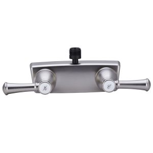 Dura Faucet Shower Control Valve, Designer Series, 2 Valve, Single Piece Wall Mount, Washerless Cartridge Valve, 4 Inch Center Distance – DF-SA100L-SN