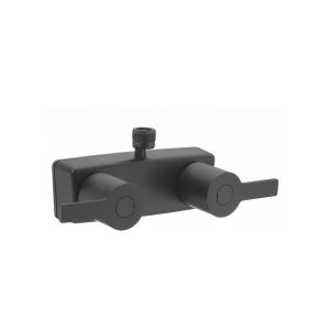 Dura Faucet Shower Control Valve, 2 Valves, Single Piece Wall Mount, 4 Inch Center Distance, Lever Handle, Matte – DF-SA100M-MB