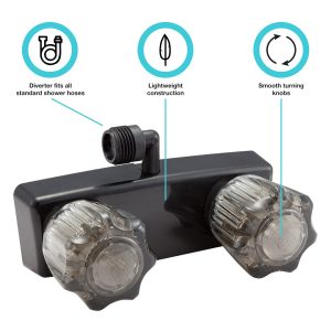 Dura Faucet Shower Control Valve, 2 Valve, Single Piece Wall Mount, 1/4 Turn Washerless Valve, 4 Inch Center Distance – DF-SA100S1-BK