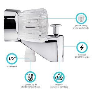 Dura Faucet Faucet, Used for Bathtub, Single Piece 4 Inch Wall Mount with Pull-Up Tub/ Shower Diverter – DF-SA110A-CP