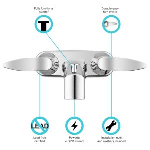 Dura Faucet Faucet, Used for Bathtub, Single Piece 4 Inch Wall Mount with Pull-Up Tub/ Shower Diverter, Chrome Polished/ Plastic – DF-SA110LH-CP