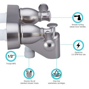 Dura Faucet Faucet, Designer Series, Used for Bathtub, Single Piece 4 Inch Wall Mount with Pull-Up Tub/ Shower Diverter – DF-SA110L-SN