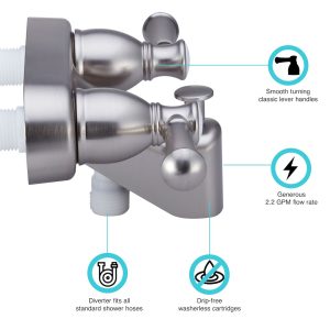 Dura Faucet Faucet, Designer Series, Used for Bathtub, Single Piece 4 Inch Wall Mount with Pull-Up Tub/ Shower Diverter – DF-SA110L-SN