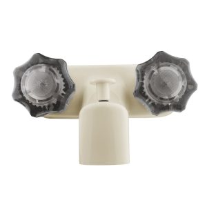Dura Faucet Faucet, Used for Bathtub, Single Piece 4 Inch Wall Mount with Pull-Up Tub/ Shower Diverter, 2 Smoked Acrylic Knob Handle – DF-SA110S-BQ