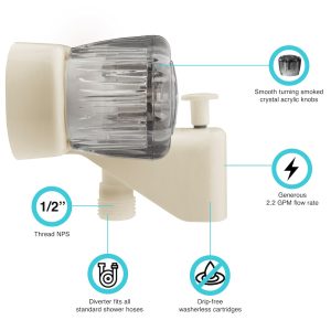 Dura Faucet Faucet, Used for Bathtub, Single Piece 4 Inch Wall Mount with Pull-Up Tub/ Shower Diverter, 2 Smoked Acrylic Knob Handle – DF-SA110S-BQ