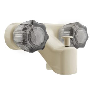 Dura Faucet Faucet, Used for Bathtub, Single Piece 4 Inch Wall Mount with Pull-Up Tub/ Shower Diverter, 2 Smoked Acrylic Knob Handle – DF-SA110S-BQ