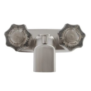 Dura Faucet Faucet, Used for Bathtub, Single Piece 4 Inch Wall Mount with Pull-Up Tub/ Shower Diverter, 2 Smoked Acrylic Knob Handle – DF-SA110S-SN