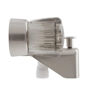 Dura Faucet Faucet, Used for Bathtub, Single Piece 4 Inch Wall Mount with Pull-Up Tub/ Shower Diverter, 2 Smoked Acrylic Knob Handle – DF-SA110S-SN