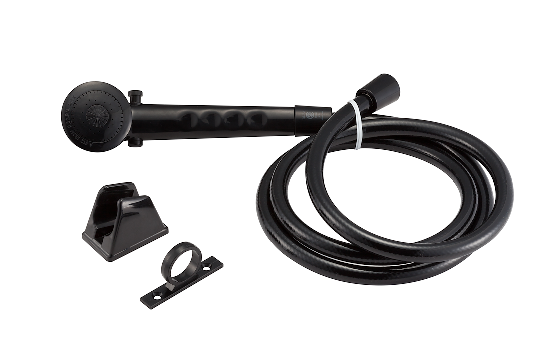 Dura Faucet Shower Head, Hand-Held with 60 Inch Reinforced Vinyl Hose, Black, Plastic – DF-SA130-BK