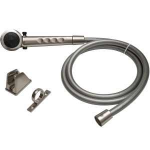 Dura Faucet Shower Head, Hand-Held with 60 Inch Reinforced Vinyl Hose, Brushed Satin Nickel Plated, Plastic – DF-SA130-SN
