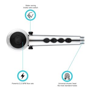 Dura Faucet Shower Head, Hand-Held, Chrome Plated, Water Saving Trickle Valve Switch on Shower Head – DF-SA135-CP